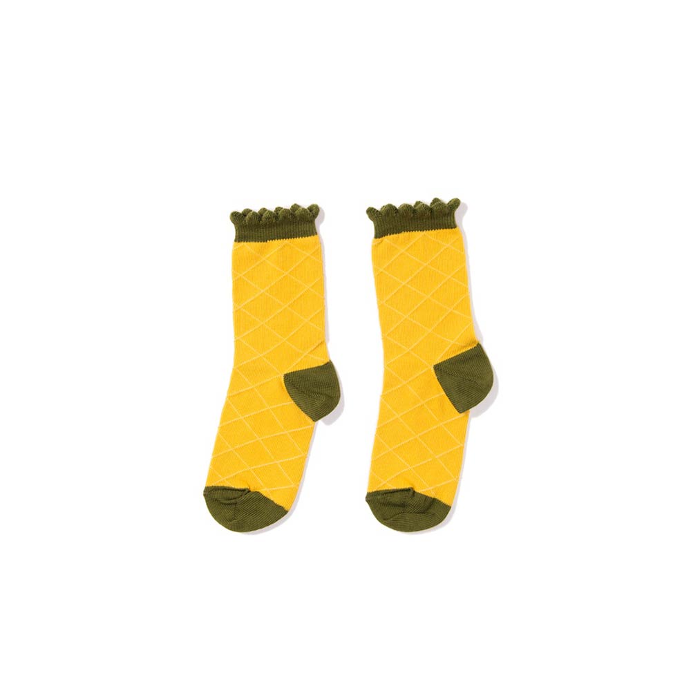Yellow Crew Cotton Socks