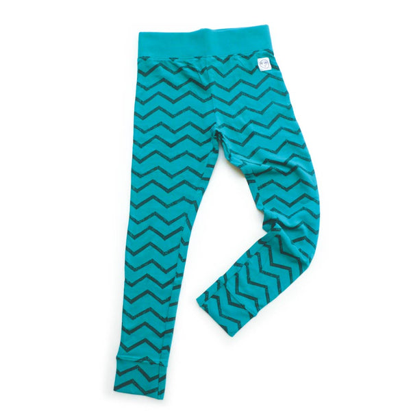 Blue Leggings with Zig Zag Print