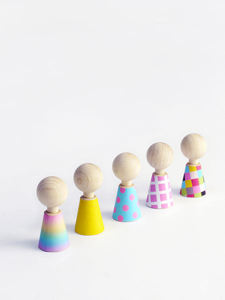  Colour Pebbles Wooden Dolls